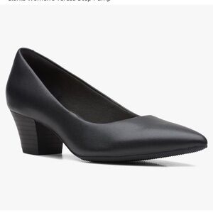 Clarks Black Leather Teresa Step Heels Size 8 New in Box